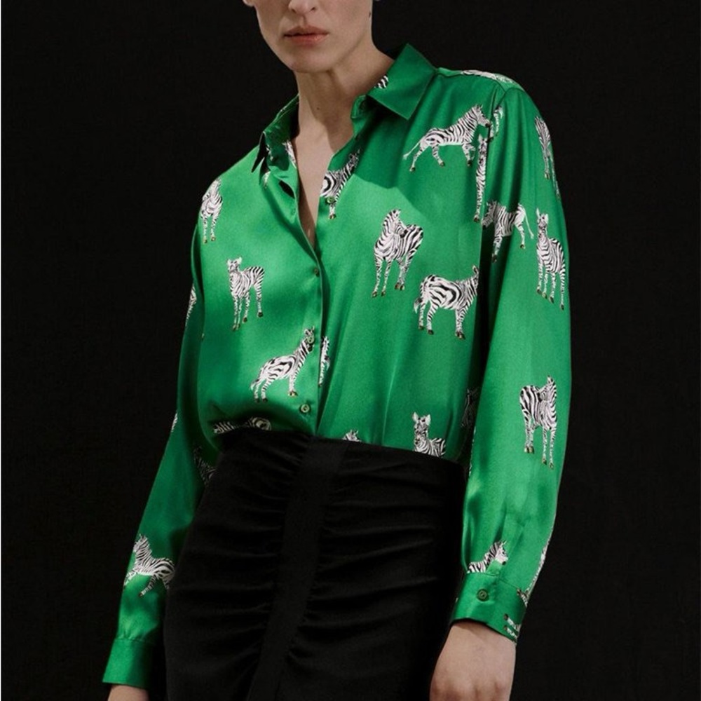 ZARA Satin Zebra Blouse